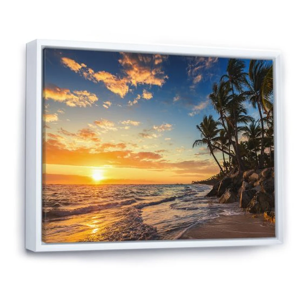 Paradise Tropical Island Beach with Palms  Art Canvas