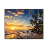 Paradise Tropical Island Beach with Palms  Art Canvas