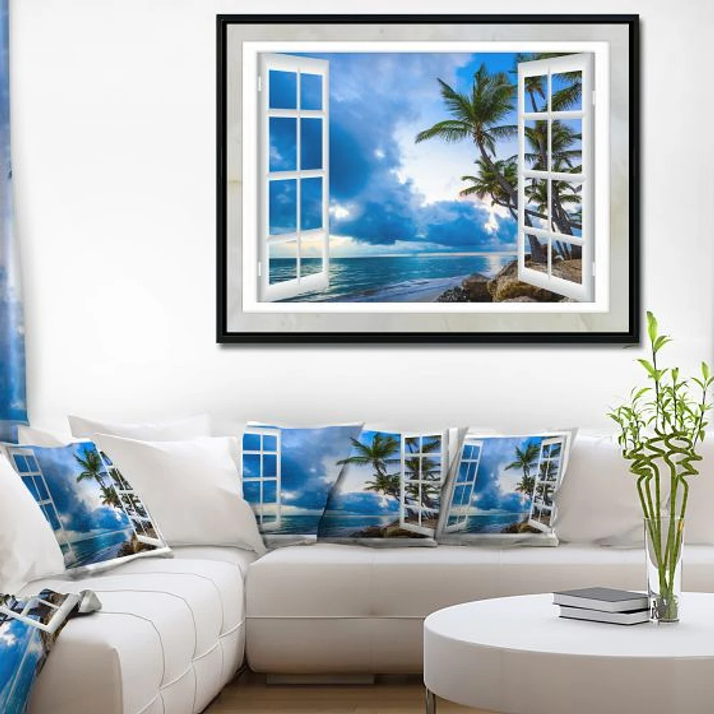 Window Open to Cloudy Blue Sky  Wall Art