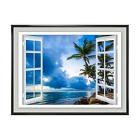 Window Open to Cloudy Blue Sky  Wall Art