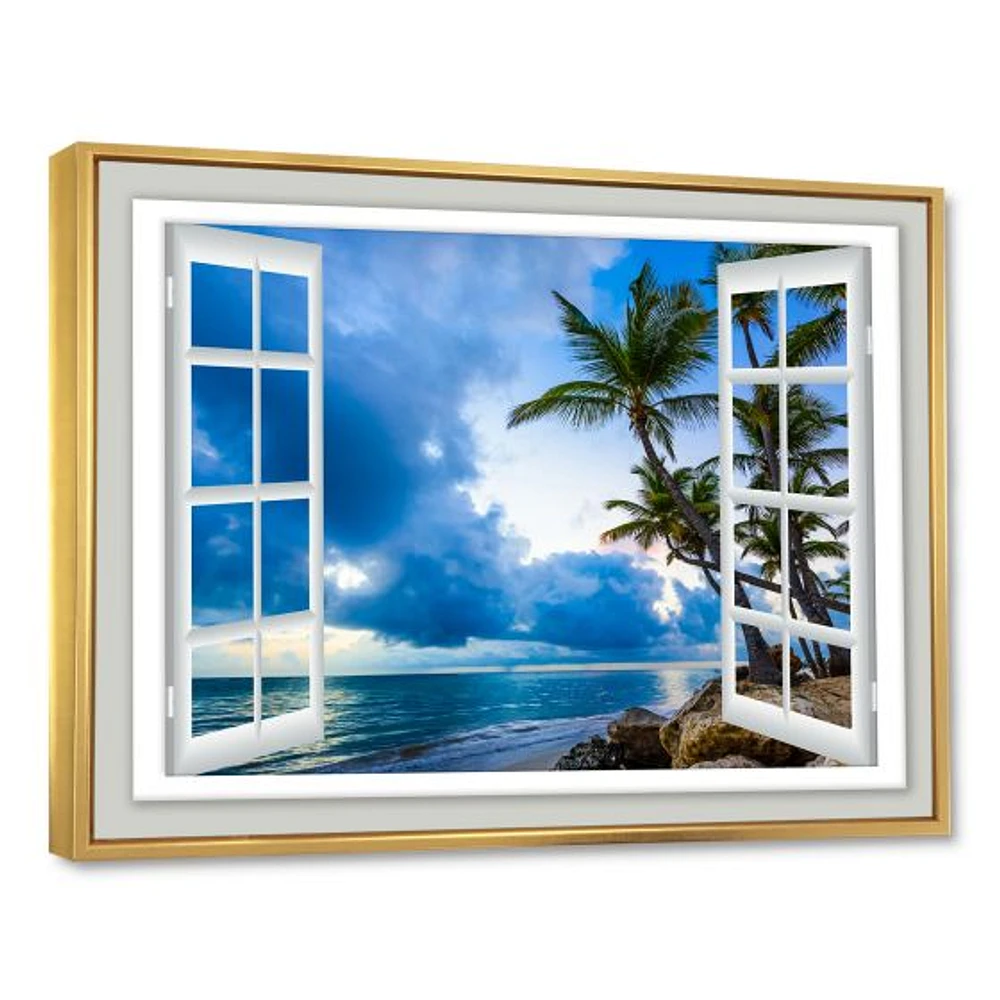 Window Open to Cloudy Blue Sky  Wall Art