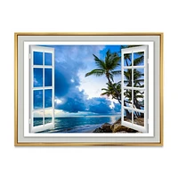 Window Open to Cloudy Blue Sky  Wall Art