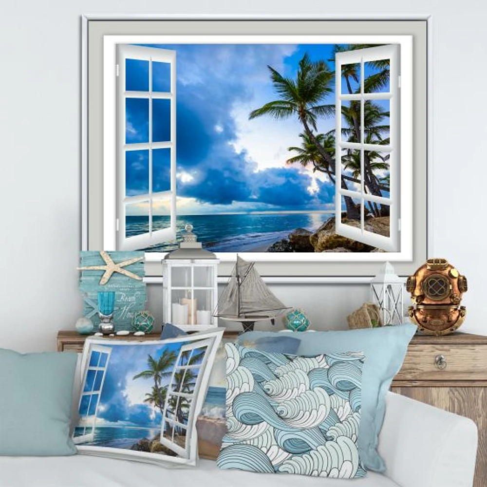 Toile « Window Open to Cloudy Blue Sky