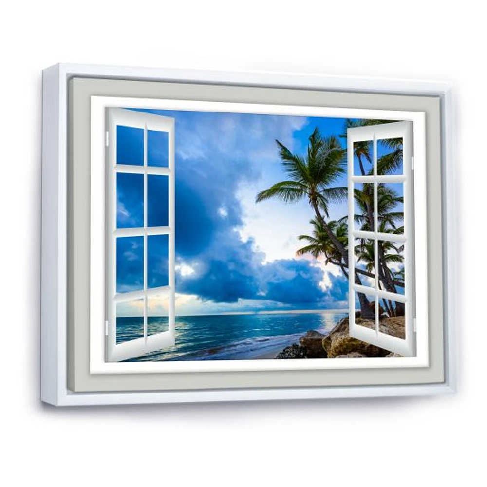 Window Open to Cloudy Blue Sky  Wall Art