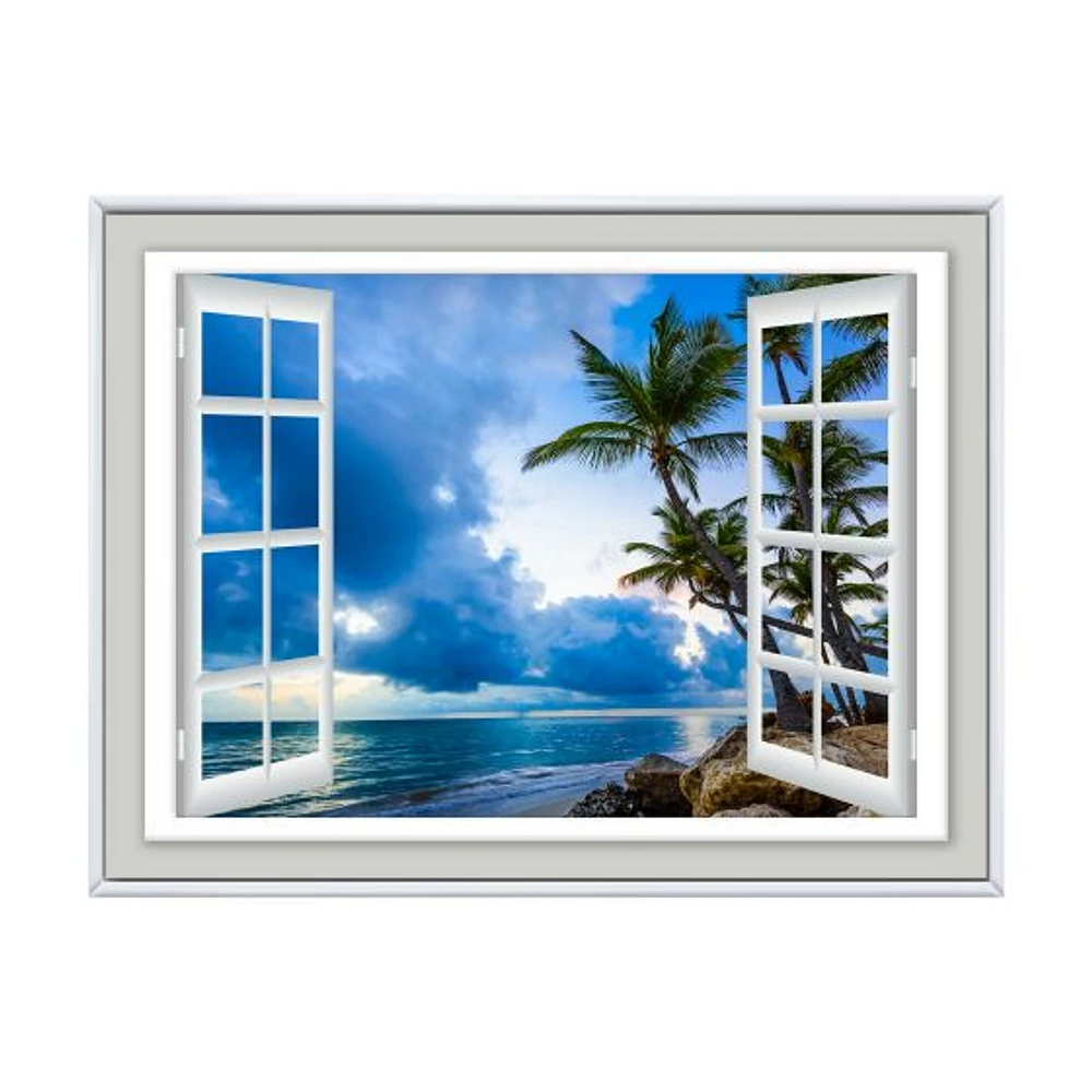 Window Open to Cloudy Blue Sky  Wall Art