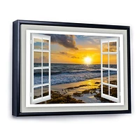 Open Window to Bright Yellow Sunset  Canvas Wall Art Print