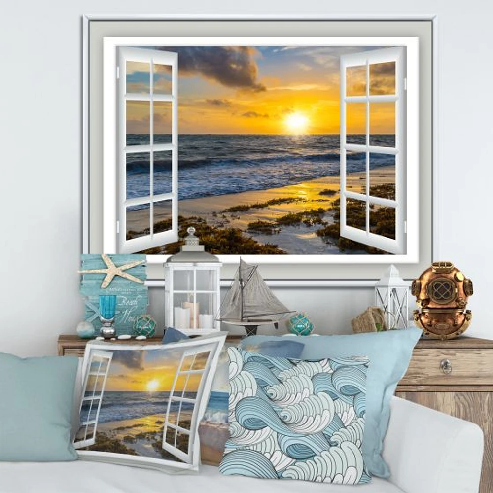 Toile imprimée « Open Window to Bright Yellow Sunset »