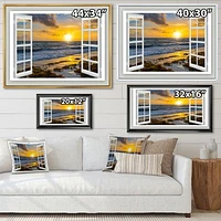 Open Window to Bright Yellow Sunset  Canvas Wall Art Print