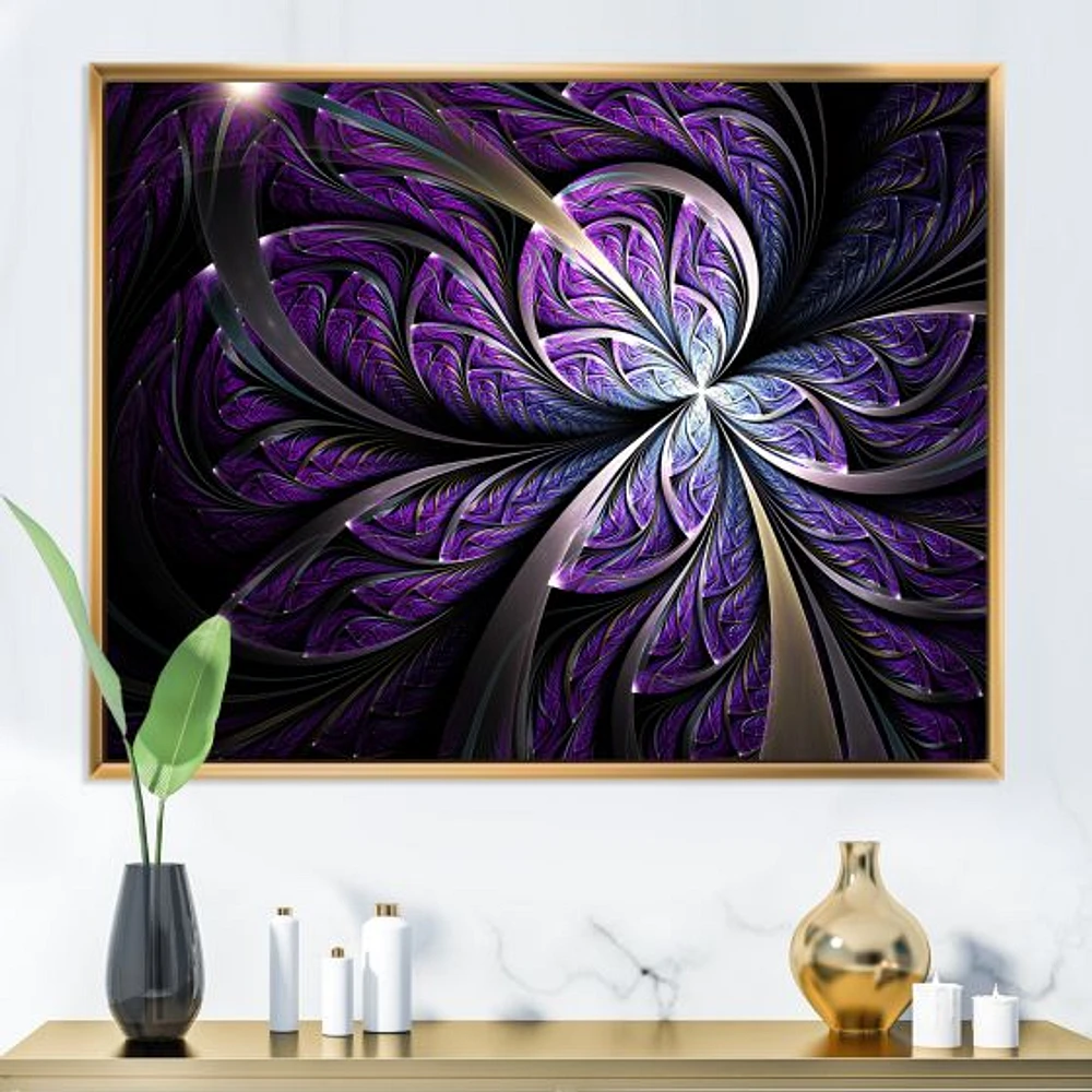 Glittering Purple Fractal Flower  Canvas Art Print