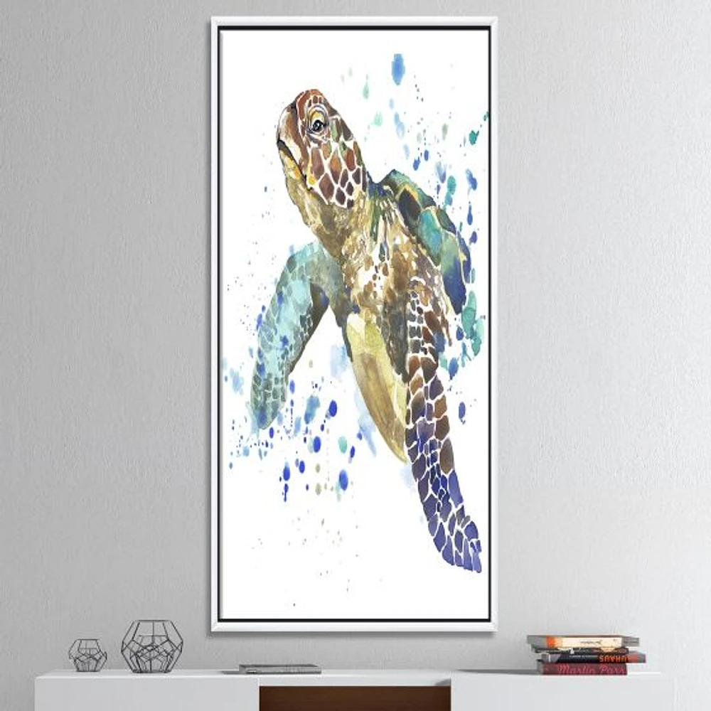 Blue Sea Turtle  Canvas Art Print