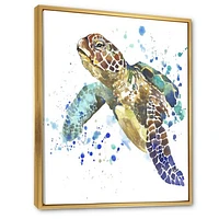 Blue Sea Turtle  Canvas Art Print