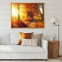 Autumnal Trees Sunrays Wall Art