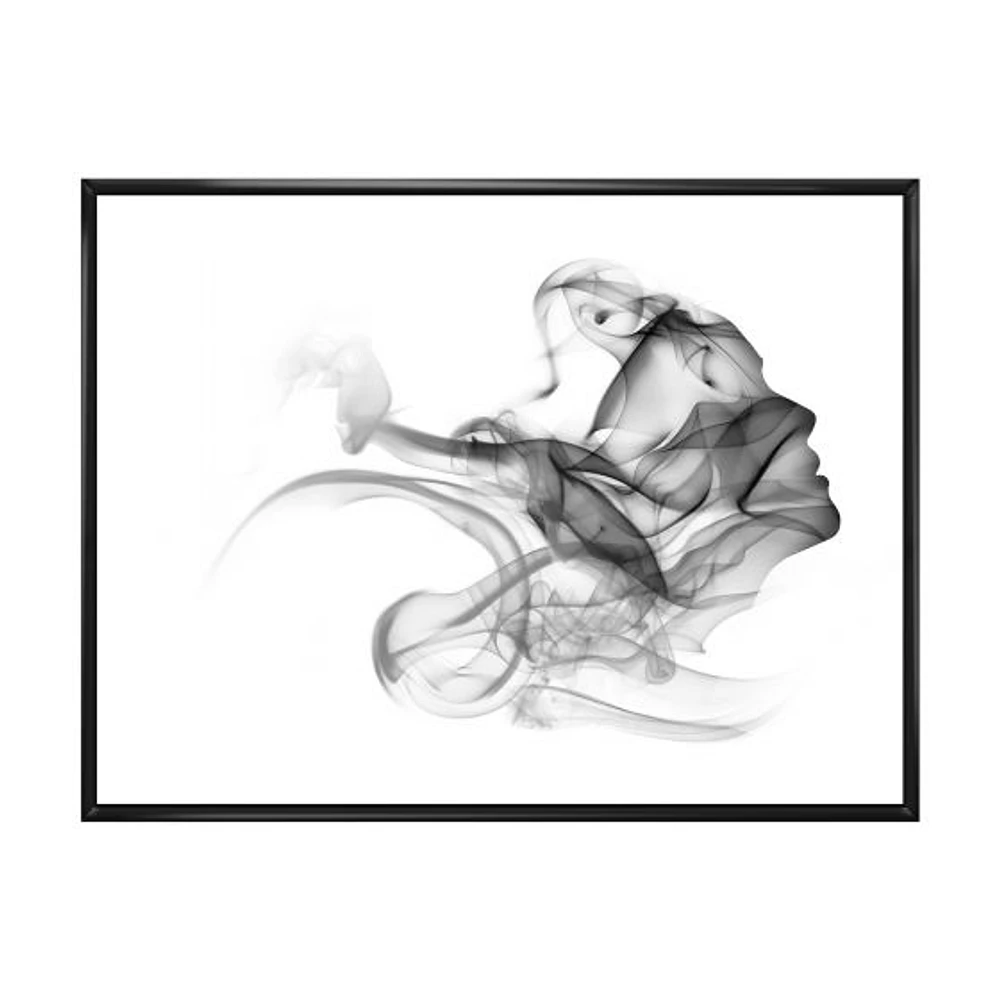 Woman and Smoke Double Exposure  Canvas Wall Art