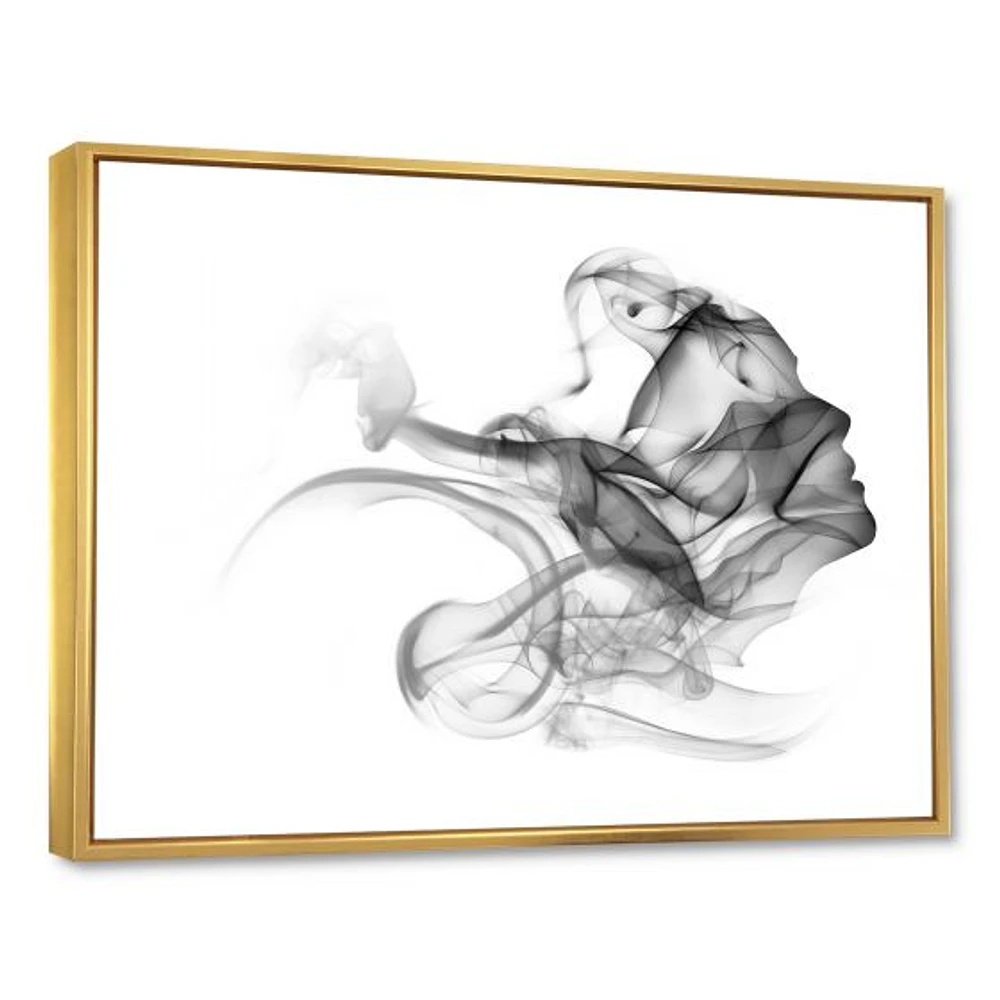 Woman and Smoke Double Exposure  Canvas Wall Art