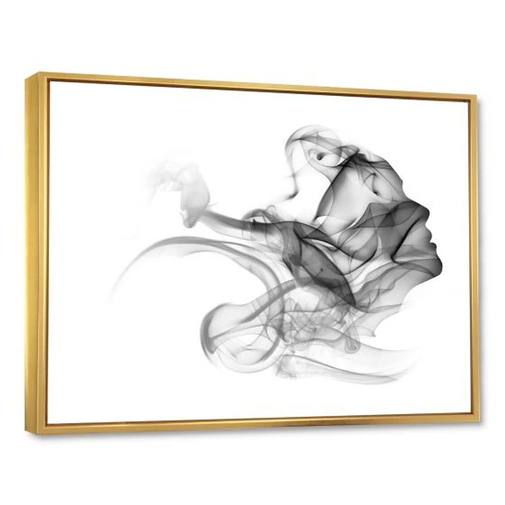 Woman and Smoke Double Exposure  Canvas Wall Art