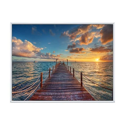 Brilliant Sunrise over Sea Pier  Canvas Wall Art