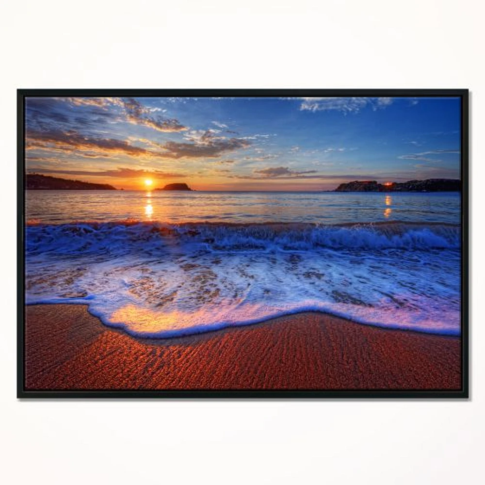 Blue Waves on Sandy Beach Wall Art