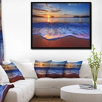 Blue Waves on Sandy Beach Wall Art