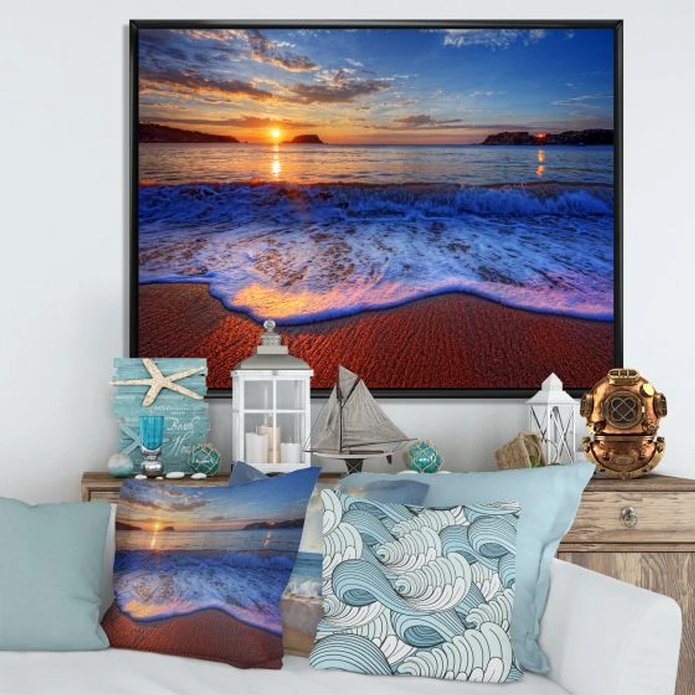 Blue Waves on Sandy Beach Wall Art