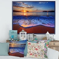 Blue Waves on Sandy Beach Wall Art