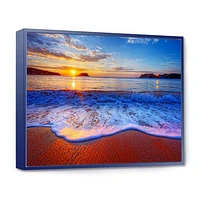 Blue Waves on Sandy Beach Wall Art