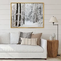 Dense Winter Forest and Lane  Wall Art