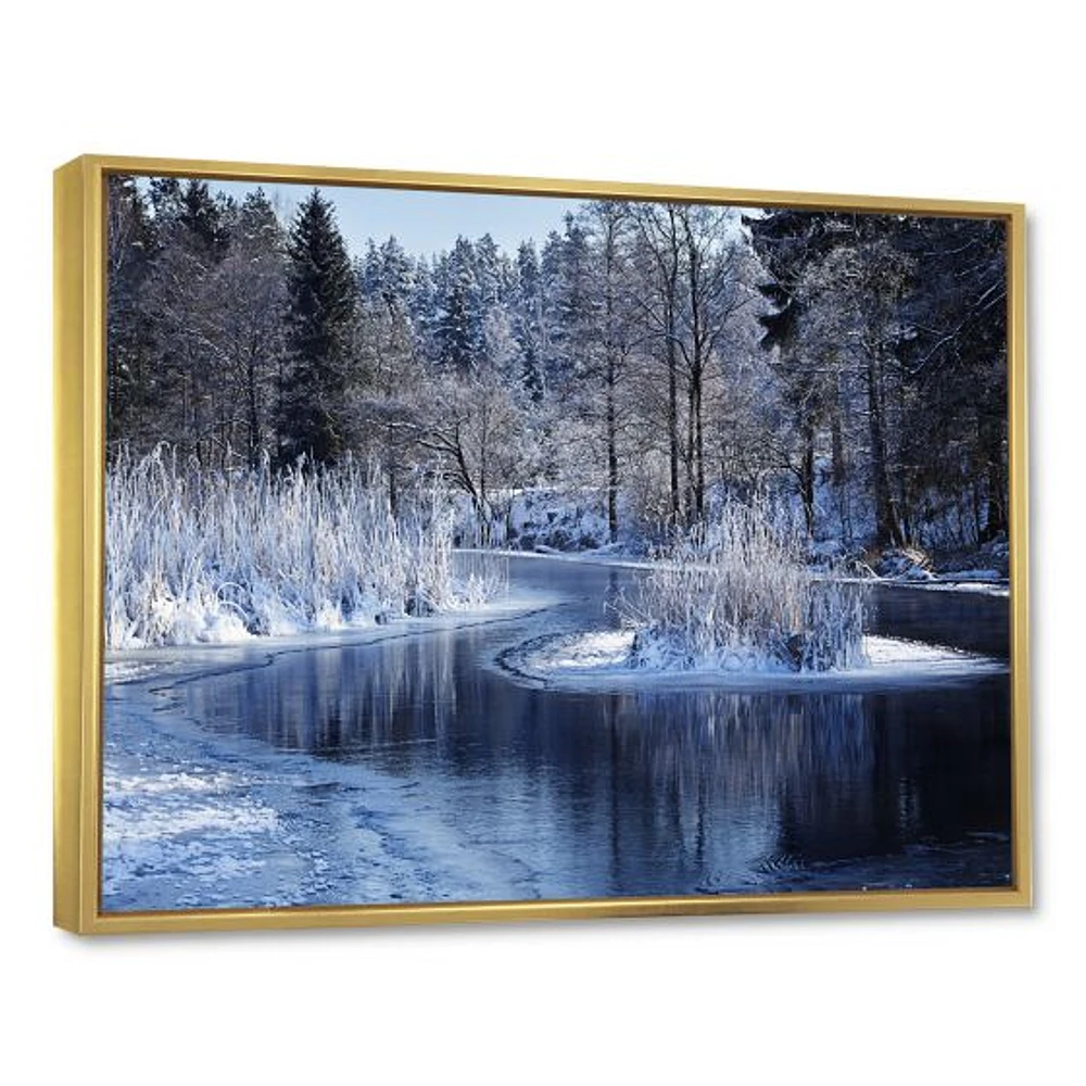 Winter Lake Deep Forest  Wall Art