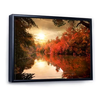 Colorful Fall Sunset over River  Artwork Canvas Print