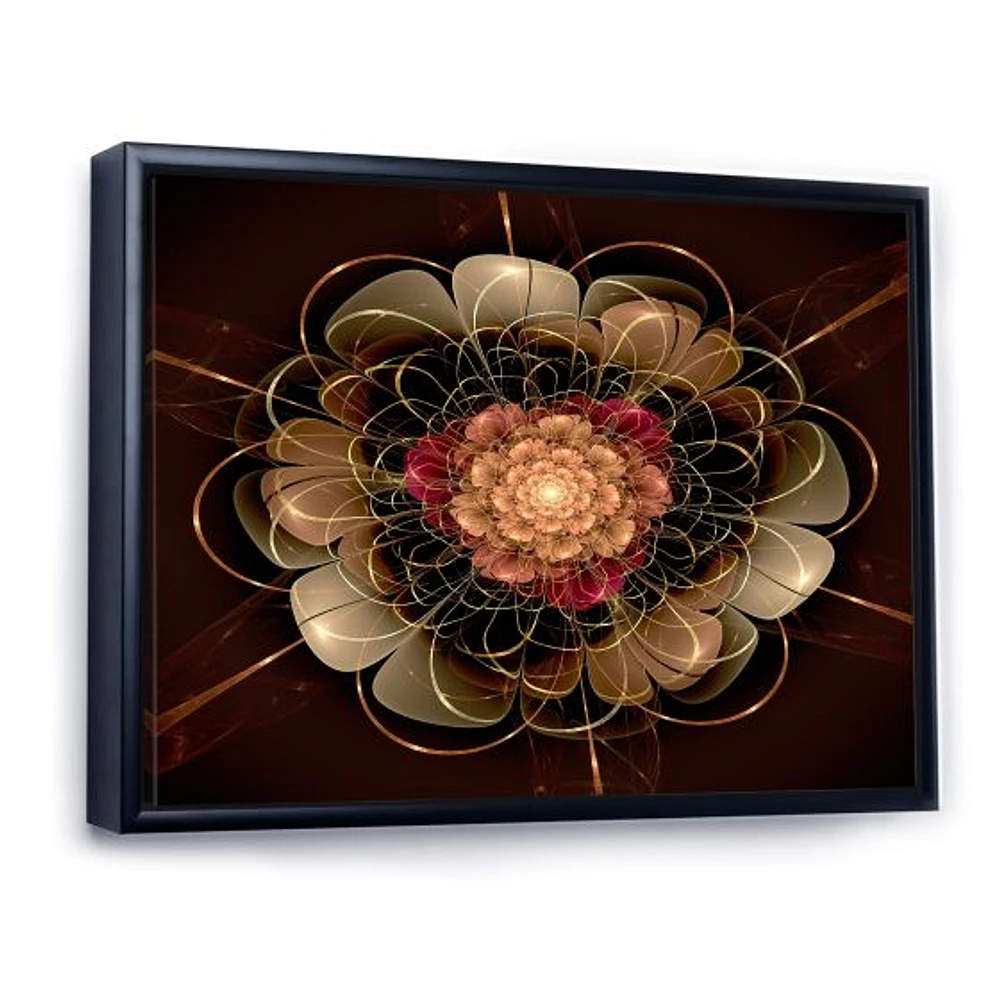 Dark Gold Red Fractal Flower Pattern  Wall Art