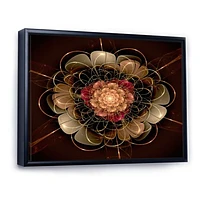 Dark Gold Red Fractal Flower Pattern  Wall Art