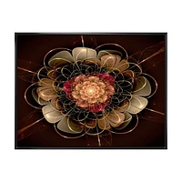 Dark Gold Red Fractal Flower Pattern  Wall Art