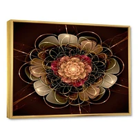 Dark Gold Red Fractal Flower Pattern  Wall Art