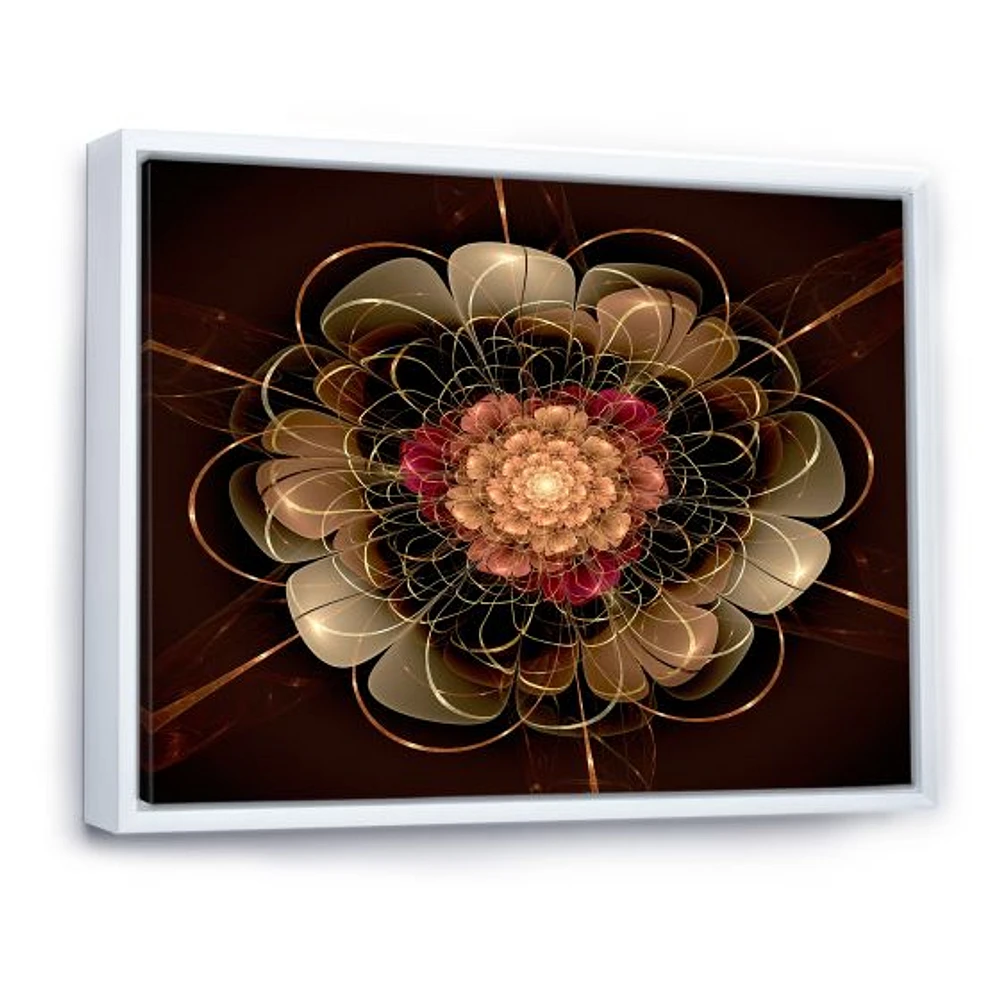 Dark Gold Red Fractal Flower Pattern  Wall Art