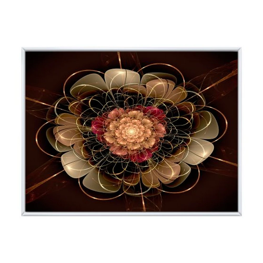 Dark Gold Red Fractal Flower Pattern  Wall Art