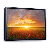 Poppy Field under Bright Sunset  Wall Art