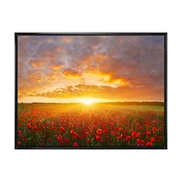 Poppy Field under Bright Sunset  Wall Art