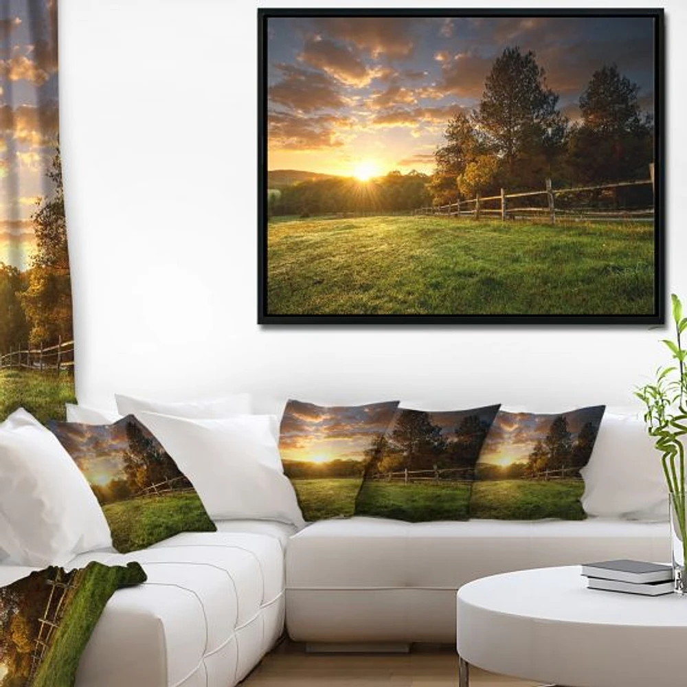 Fenced Ranch at Sunrise  Wall Art