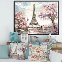 Toile imprimée « Eiffel with Pink Flowers »