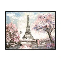 Toile imprimée « Eiffel with Pink Flowers »