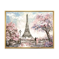 Toile imprimée « Eiffel with Pink Flowers »