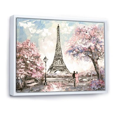 Eiffel with Pink Flowers Canvas Art Print