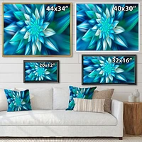 Huge Blue Fractal Flower  Wall Art