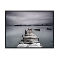 Pier and Boats at Seashore Wall Art