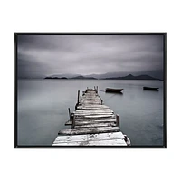 Pier and Boats at Seashore Wall Art