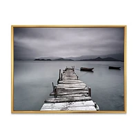 Pier and Boats at Seashore Wall Art