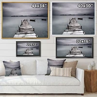 Pier and Boats at Seashore Wall Art