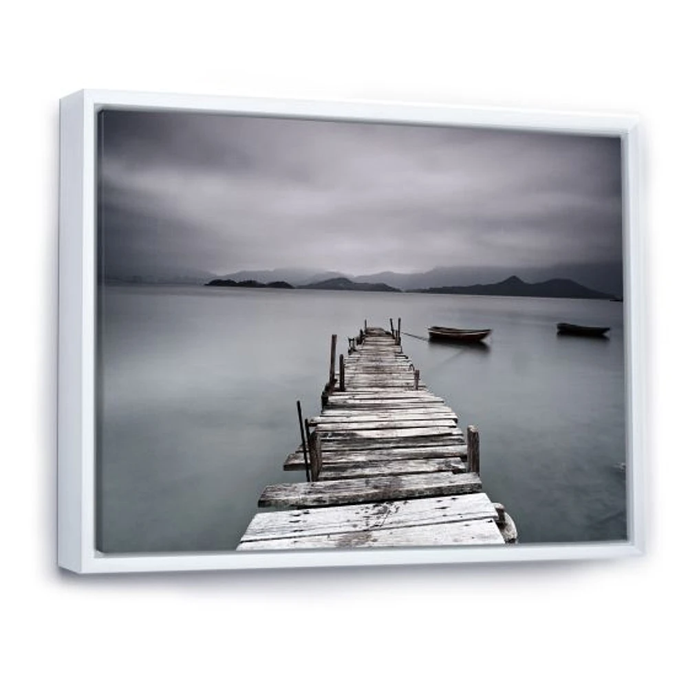 Pier and Boats at Seashore Wall Art