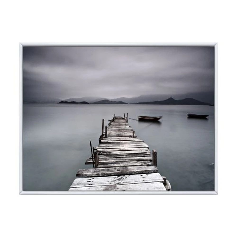 Pier and Boats at Seashore Wall Art