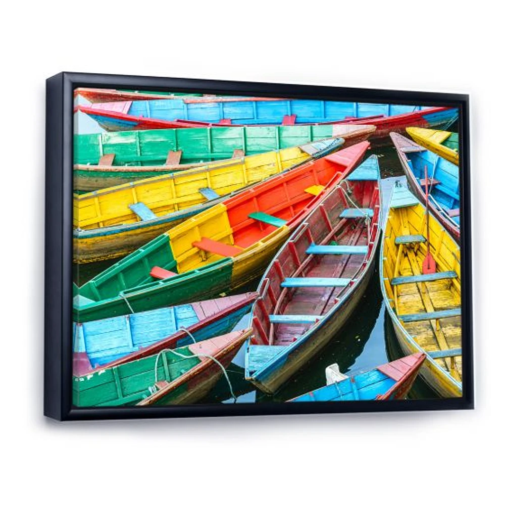 Rowing Boats on the Lake Pokhara  Canvas Wall Art Print