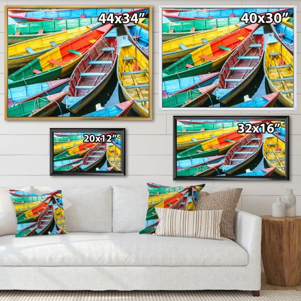 Rowing Boats on the Lake Pokhara  Canvas Wall Art Print